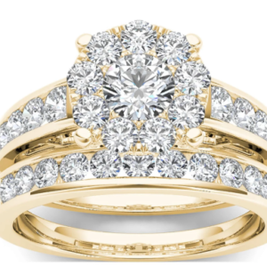 1-1/2 Carat T.W. Diamond 10kt Yellow Gold Cluster Engagement Ring Set